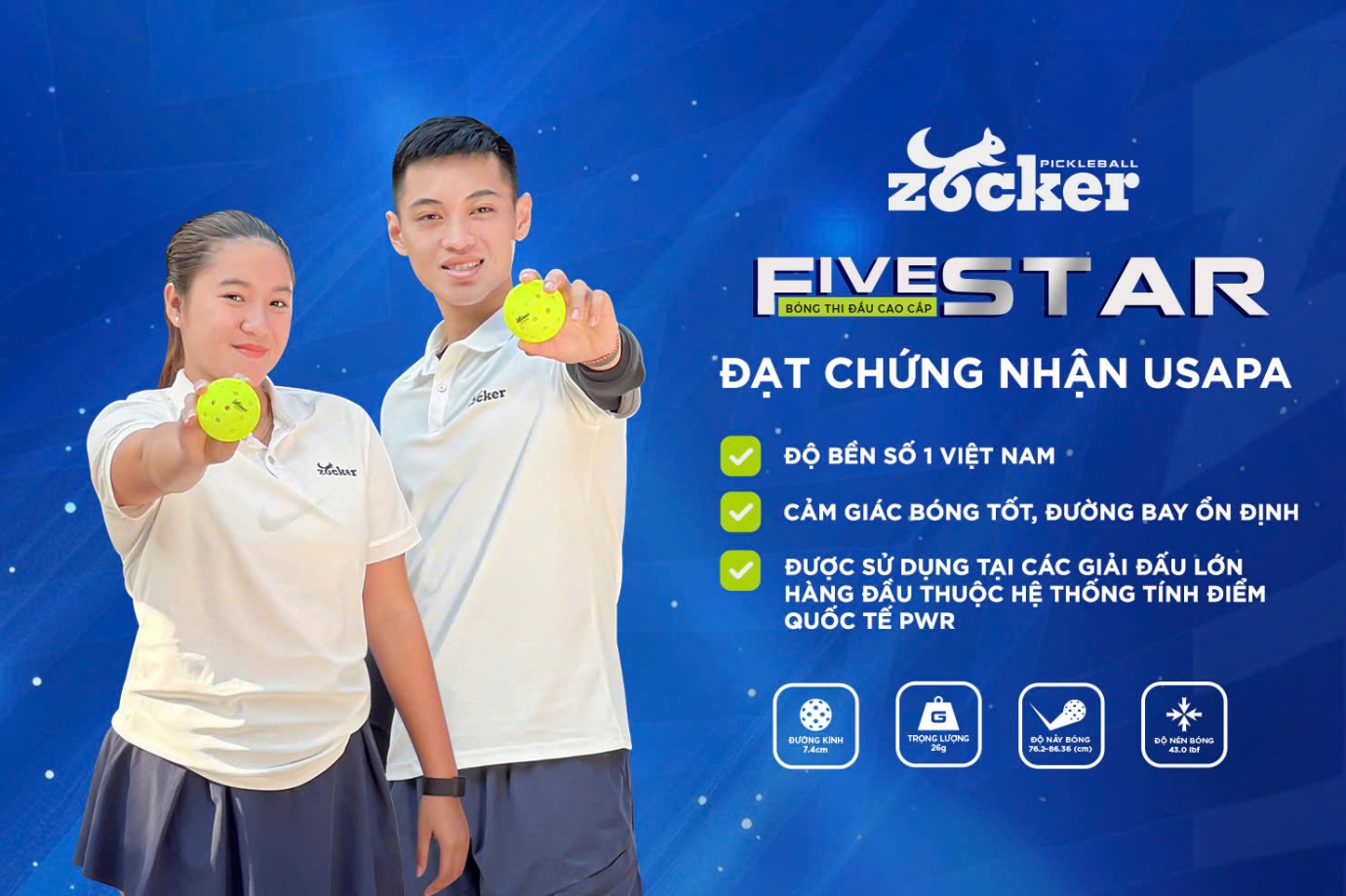 Trương Vinh Hiển và Sophia Huỳnh Trần chính thức trở thành đại sứ thương hiệu bóng thi đấu Zocker Pickleball - 3