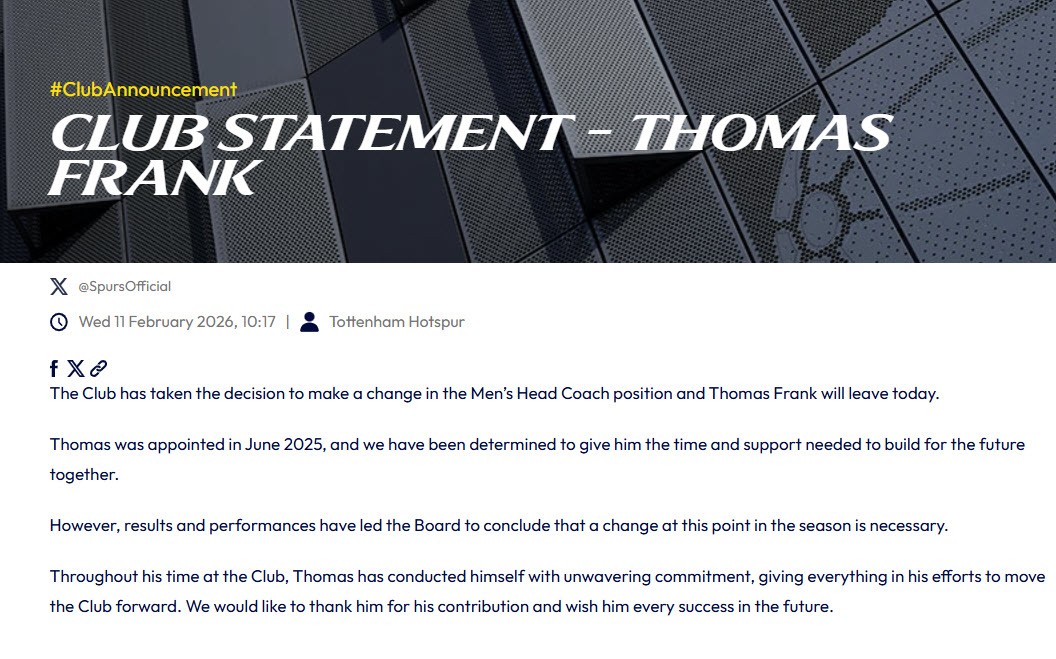 CHÍNH THỨC: Tottenham sa thải HLV Thomas Frank - 2