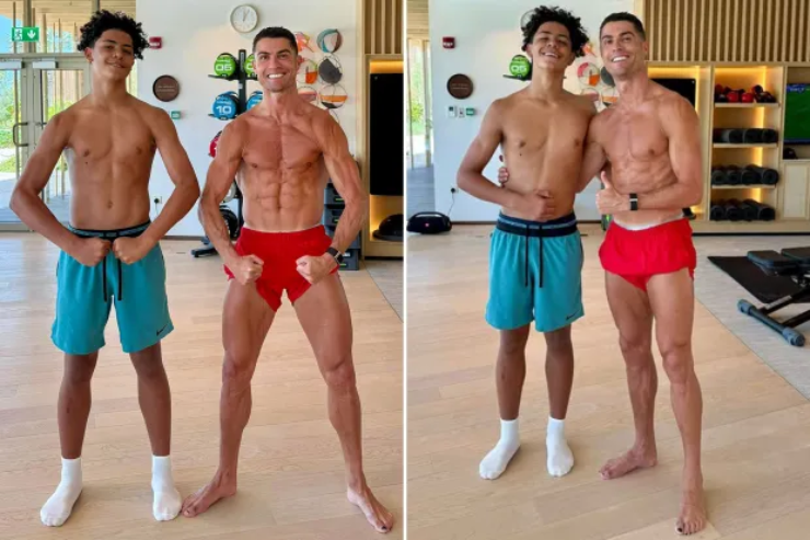 Ronaldo và con trai cùng tập gym, khán giả bất ngờ phát hiện điều này - 1