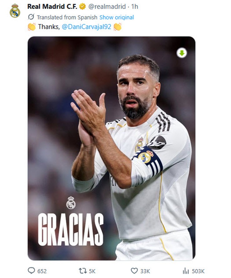 Real Madrid chia tay "trùm Cúp C1" Carvajal, bắt đầu đại cải tổ chờ Mourinho - 1
