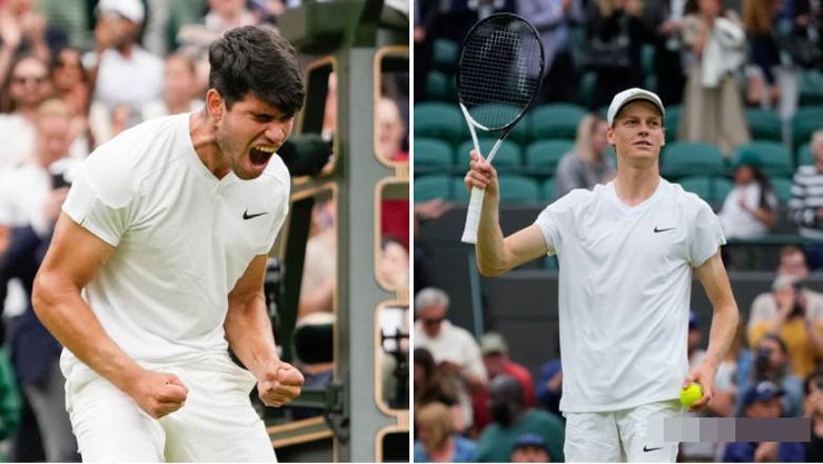 Alcaraz và Sinner lập nhiều kỷ lục, "dắt tay nhau" vào tứ kết Wimbledon - 1