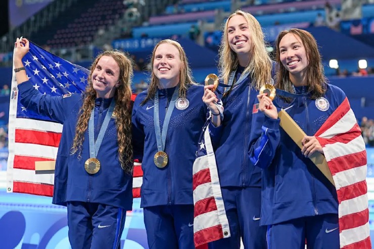 Mỹ ngoạn mục vượt Úc môn bơi, Marchand 4 HCV và 4 kỷ lục tại Olympic 2024 - 1