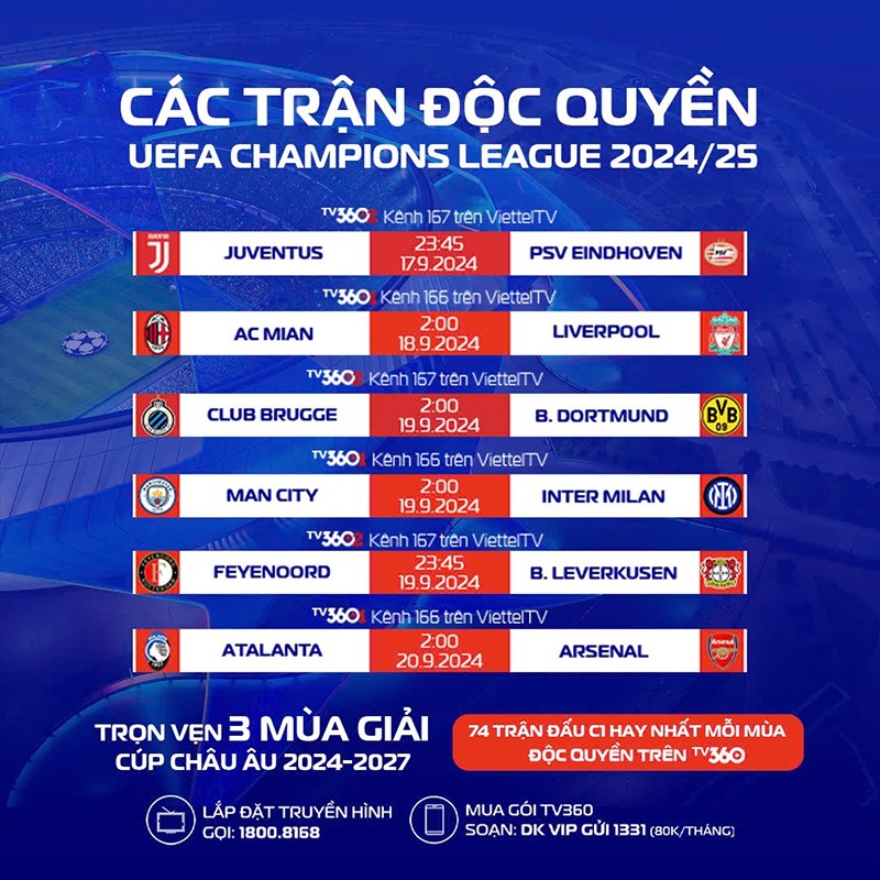 Đại tiệc Champion League trở lại trên TV360 cùng hệ gói cước mới siêu hấp dẫn - 3