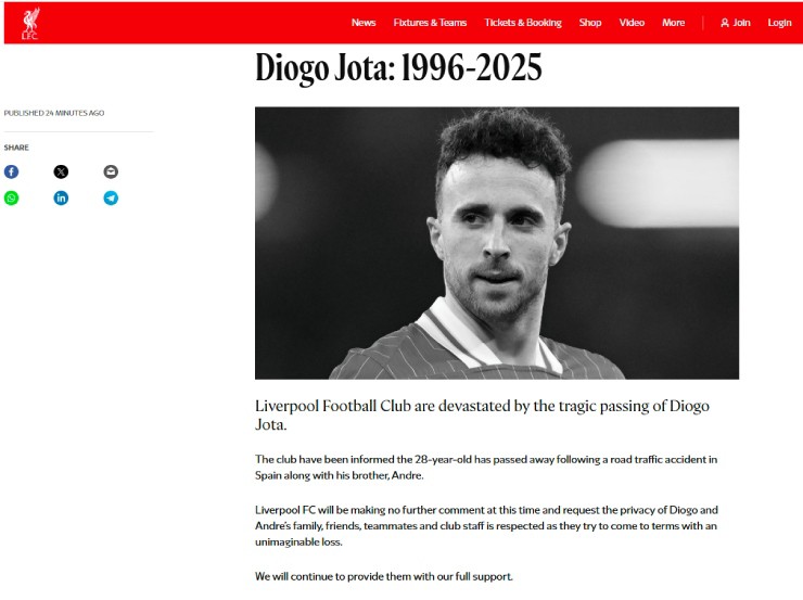 Diogo Jota tử nạn: Ronaldo - HLV Klopp gửi tâm thư xé lòng, Yamal và sao MU tiếc thương - 5