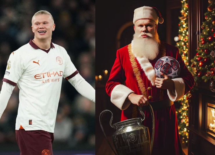 Haaland hóa Ông già Noel cầm Cúp C1, Ronaldo được tặng quà "khủng" ở Ả Rập - 1