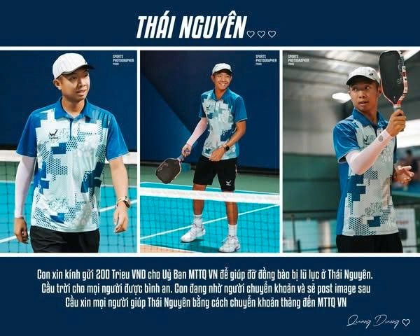 Quang Dương đấu giá vợt ủng hộ hơn 600 triệu đồng, Trương Vinh Hiển có nghĩa cử cao đẹp giúp bà con miền Bắc - 1