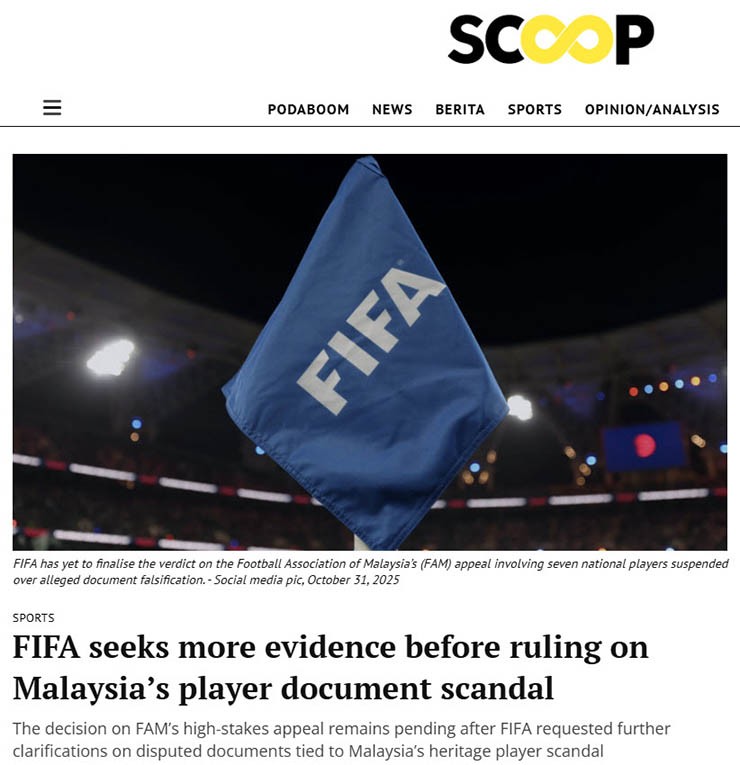 Bê bối Malaysia "nhập tịch chui" 7 cầu thủ, FIFA gia hạn giúp "Hổ Mã Lai" thoát tội? - 1