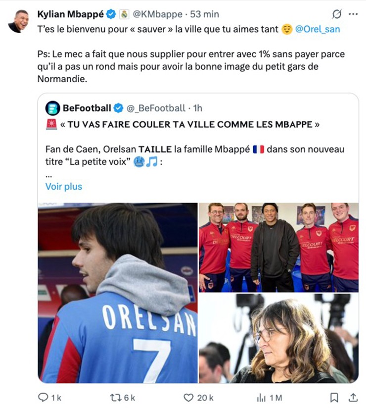 CLB của chủ tịch Mbappe khủng hoảng, siêu sao khẩu chiến dữ dội với rapper - 1
