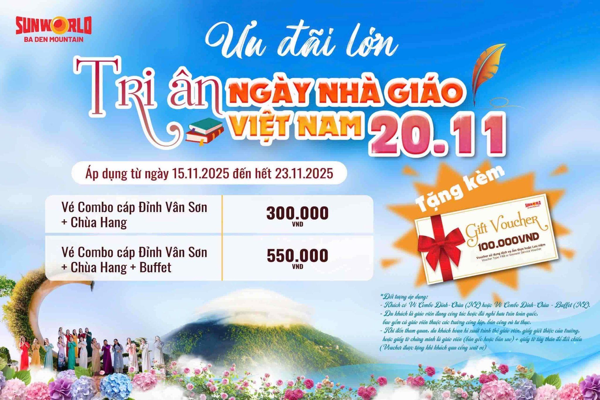 Khu du lịch núi Bà Đen ưu đãi và tặng quà đặc biệt cho giáo viên trong tháng 11 - 2