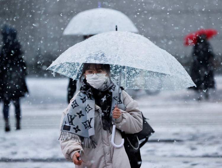Tuyết rơi bất thường phủ trắng thủ đô Tokyo, tàu xe trễ nải nhưng dân 'thích'