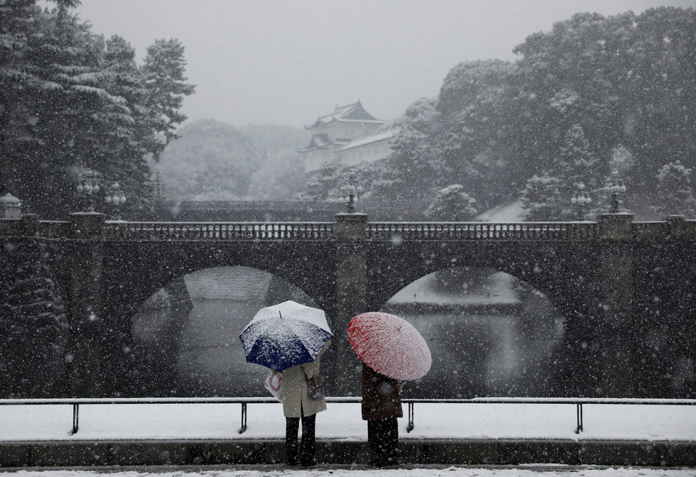 Tuyết rơi bất thường phủ trắng thủ đô Tokyo, tàu xe trễ nải nhưng dân 'thích' - 5