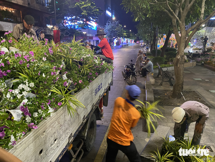 Đường hoa Nguyễn Huệ được dọn trong đêm, hoa còn đẹp đưa về các công viên - 1