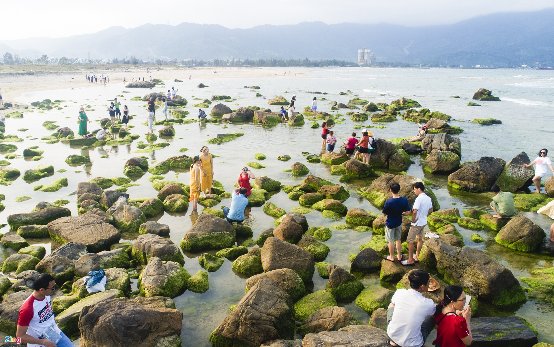 Người dân đổ xô chụp ảnh rêu xanh ở cửa biển Nam Ô - 2