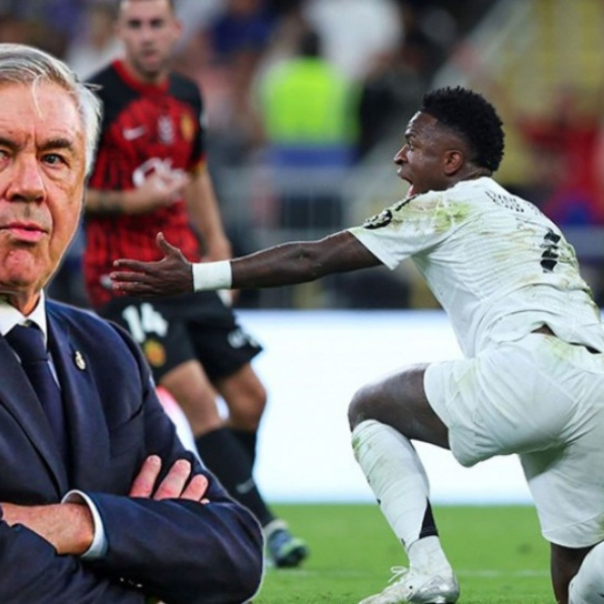  - Real ẩu đả Siêu cúp TBN: Vinicius khiêu khích đối thủ, bị HLV Ancelotti thay ra