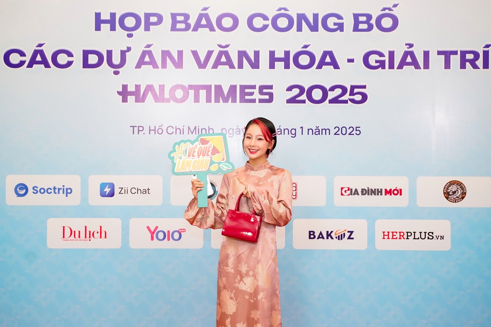 Danh ca Ngọc Sơn, Hoa hậu Bùi Quỳnh Hoa cùng dàn nghệ sĩ rạng rỡ trên thảm đỏ họp báo Halotimes - 6