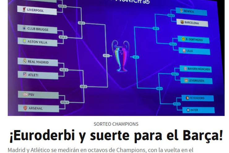 Bốc thăm vòng 1/8 Cup C1: Barca gặp may, báo chí soi derby Madrid - 1