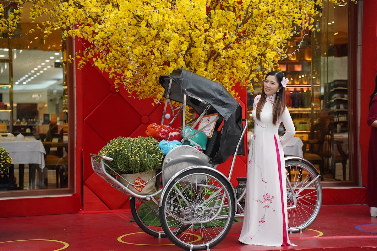 ‘Bóng hồng’ xuống phố trong tà áo dài, chụp hình Tết Bính Ngọ sớm - 2