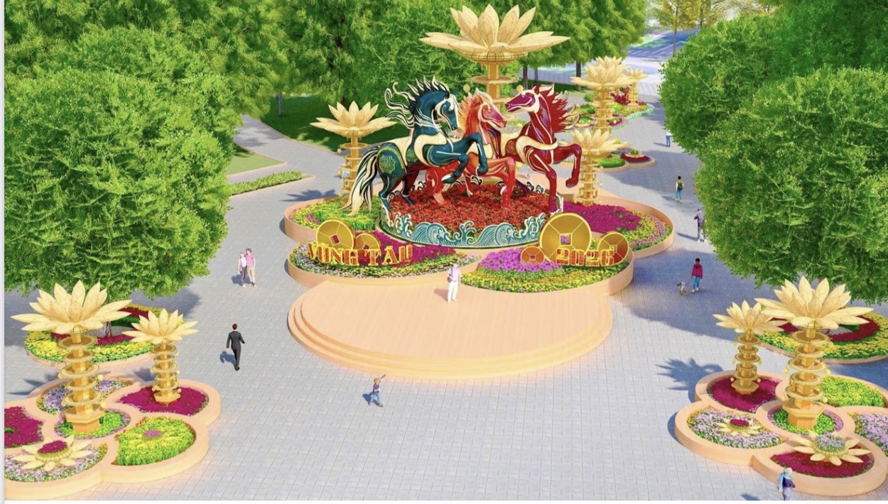 Đàn ngựa tung vó trên biển cả tại Hội hoa xuân Vũng Tàu - 1