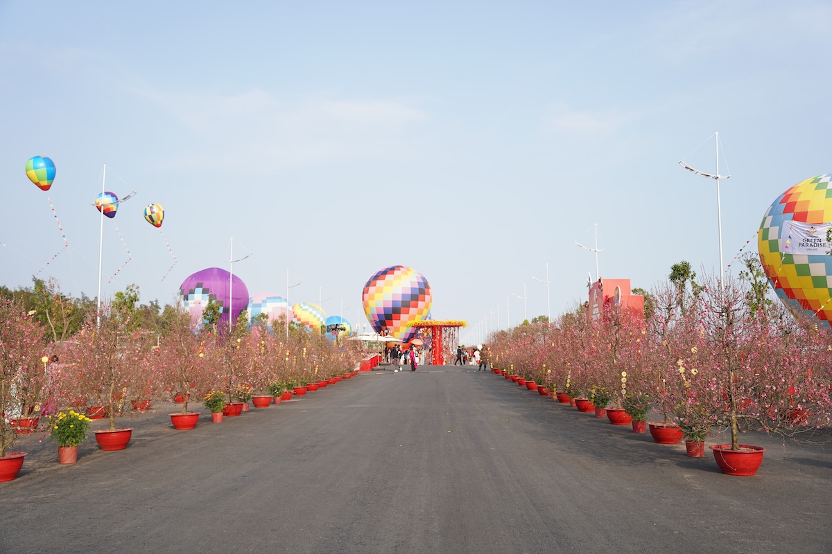 gioi tre do xo den can gio 'check - in' voi kinh khi cau, vuon hoa dao no hong ruc - 8