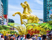 Giữa trưa ‘đội nắng’ săn ảnh đẹp cùng linh vật Đường hoa Nguyễn Huệ xuân Bính Ngọ