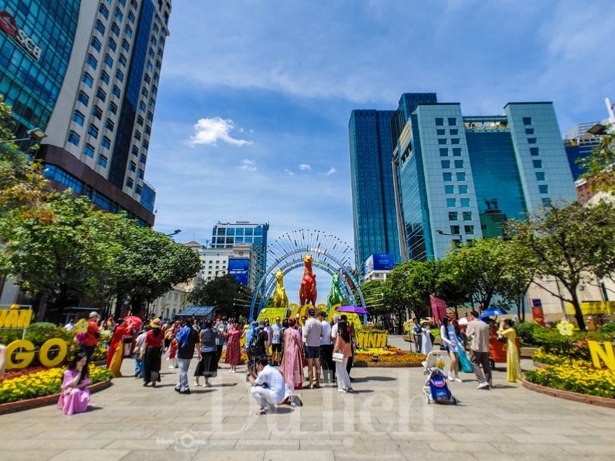 Giữa trưa ‘đội nắng’ săn ảnh đẹp cùng linh vật Đường hoa Nguyễn Huệ xuân Bính Ngọ - 3