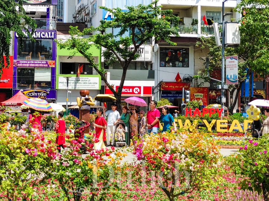 Giữa trưa ‘đội nắng’ săn ảnh đẹp cùng linh vật Đường hoa Nguyễn Huệ xuân Bính Ngọ - 11