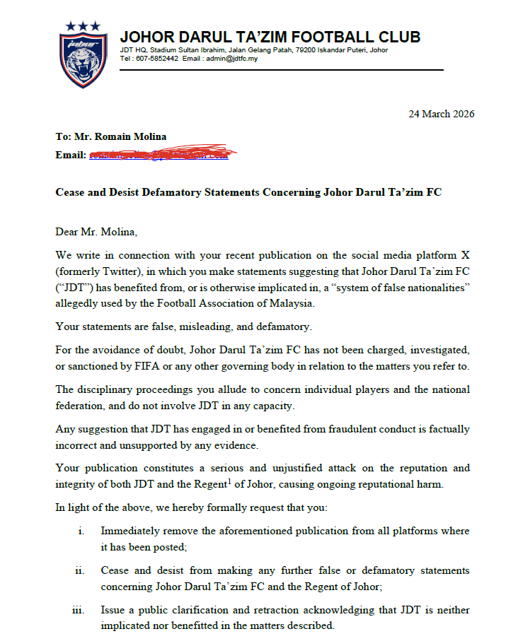 CLB số 1 Malaysia đe dọa nhà báo Pháp vì bị phanh phui scandal nhập tịch - 2