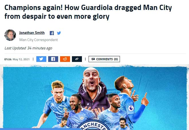 Man City vô địch Ngoại hạng Anh: Báo Anh ca ngợi Guardiola vĩ đại như Sir Alex - 3