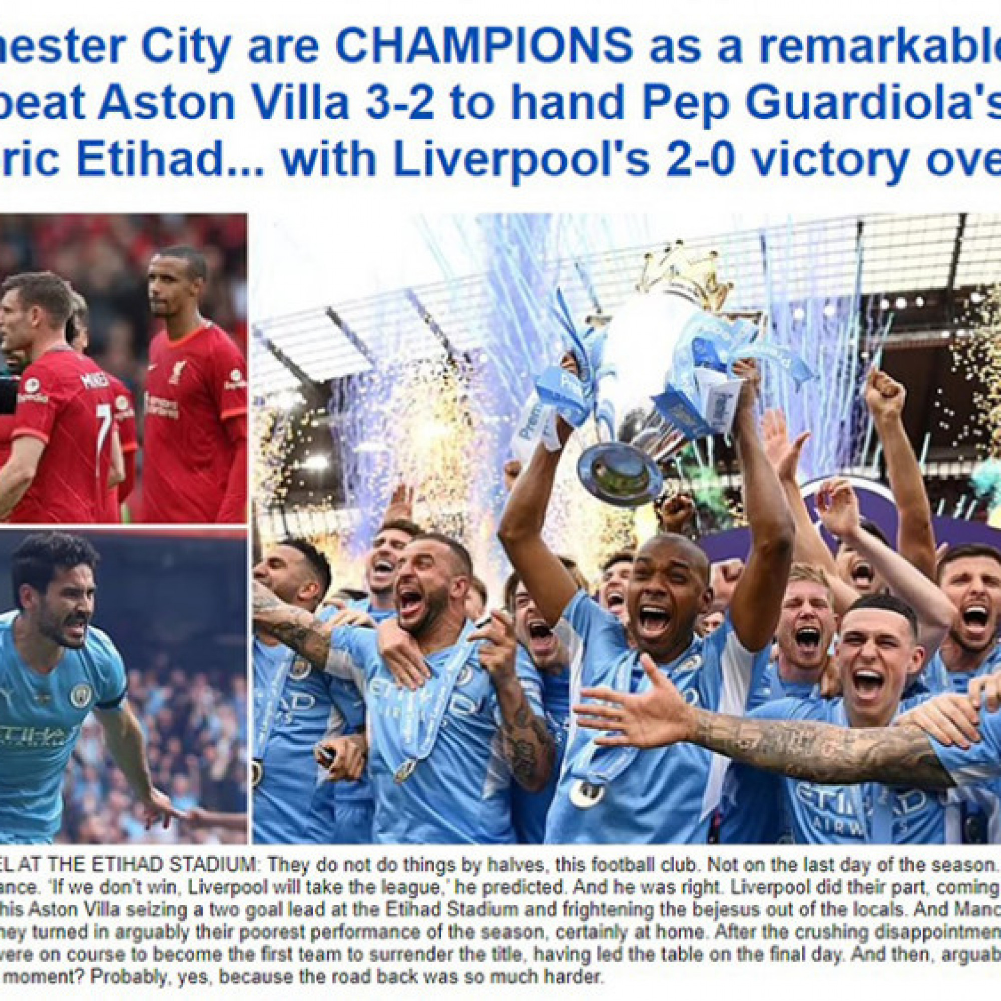  - Man City vô địch Ngoại hạng Anh kịch tính: Báo Anh xát muối vào nỗi đau Liverpool