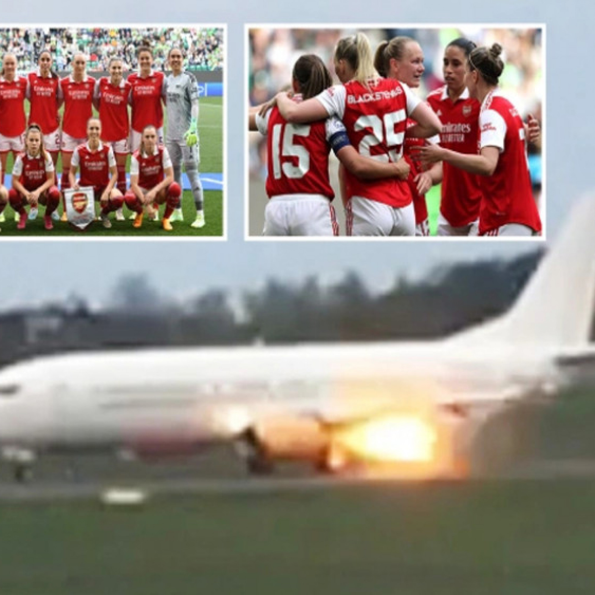 Thể thao - Máy bay chở đội Arsenal bất ngờ bốc cháy: Cầu thủ và ban huấn luyện ra sao?