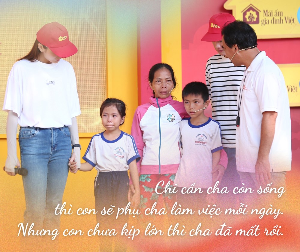 Bé trai bật khóc nức nở ước mơ cha sống lại để cùng mẹ nuôi hai anh em - 1