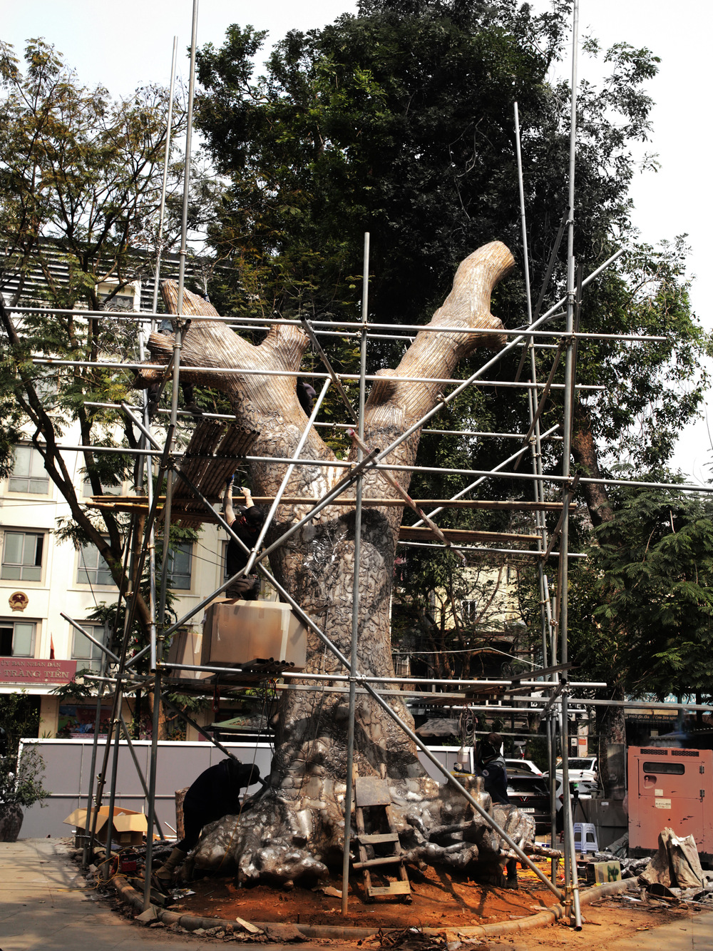 Nghệ sĩ Tia-Thủy Nguyễn hồi sinh gốc cây xà cừ đổ do bão Yagi, gửi gắm thông điệp hồi sinh từ vũ trụ - 1