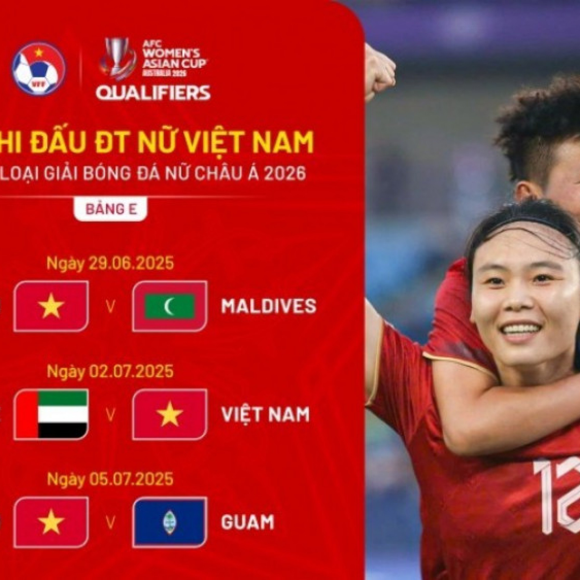  - Lịch thi đấu vòng loại bóng đá nữ Asian Cup 2026, lịch thi đấu tuyển nữ Việt Nam