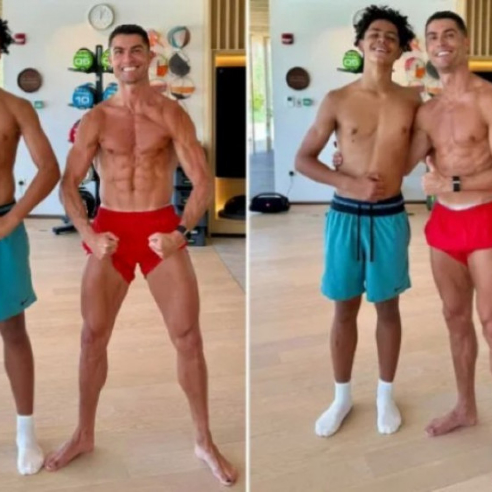 - Ronaldo và con trai cùng tập gym, khán giả bất ngờ phát hiện điều này