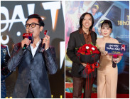 Vân Sơn - Quang Minh hội ngộ Việt Hương tại sự kiện công chiếu 