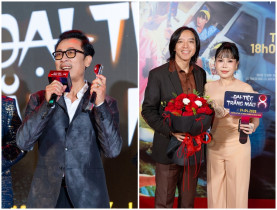  - Vân Sơn - Quang Minh hội ngộ Việt Hương tại sự kiện công chiếu "Đại tiệc trăng máu 8"