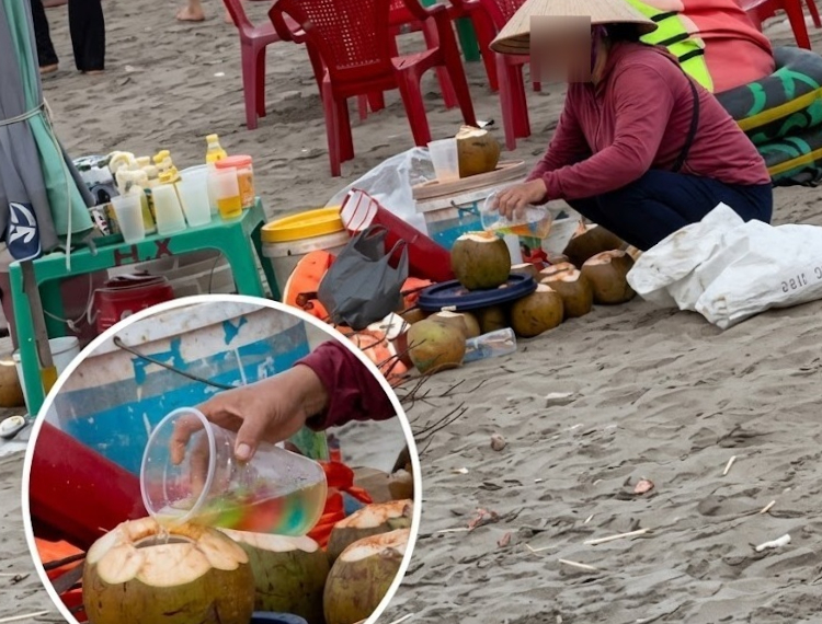 Đình chỉ người phụ nữ bị tố 'gom nước dừa thừa bán lại cho du khách'