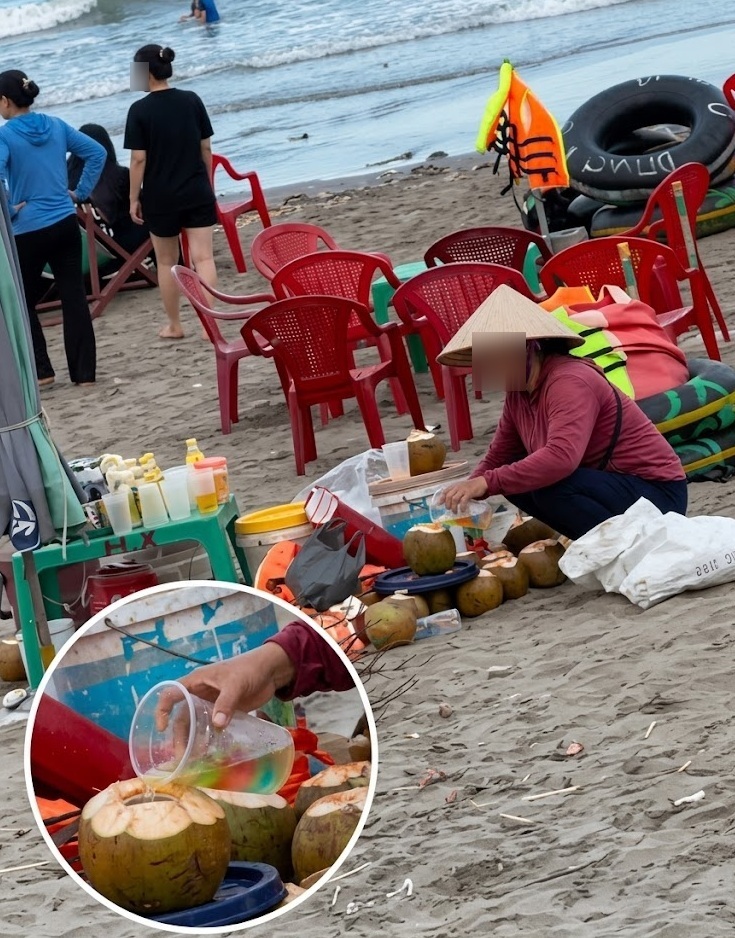 Đình chỉ người phụ nữ bị tố 'gom nước dừa thừa bán lại cho du khách' - 1