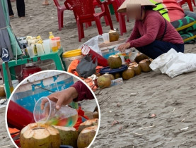  - Đình chỉ người phụ nữ bị tố 'gom nước dừa thừa bán lại cho du khách'