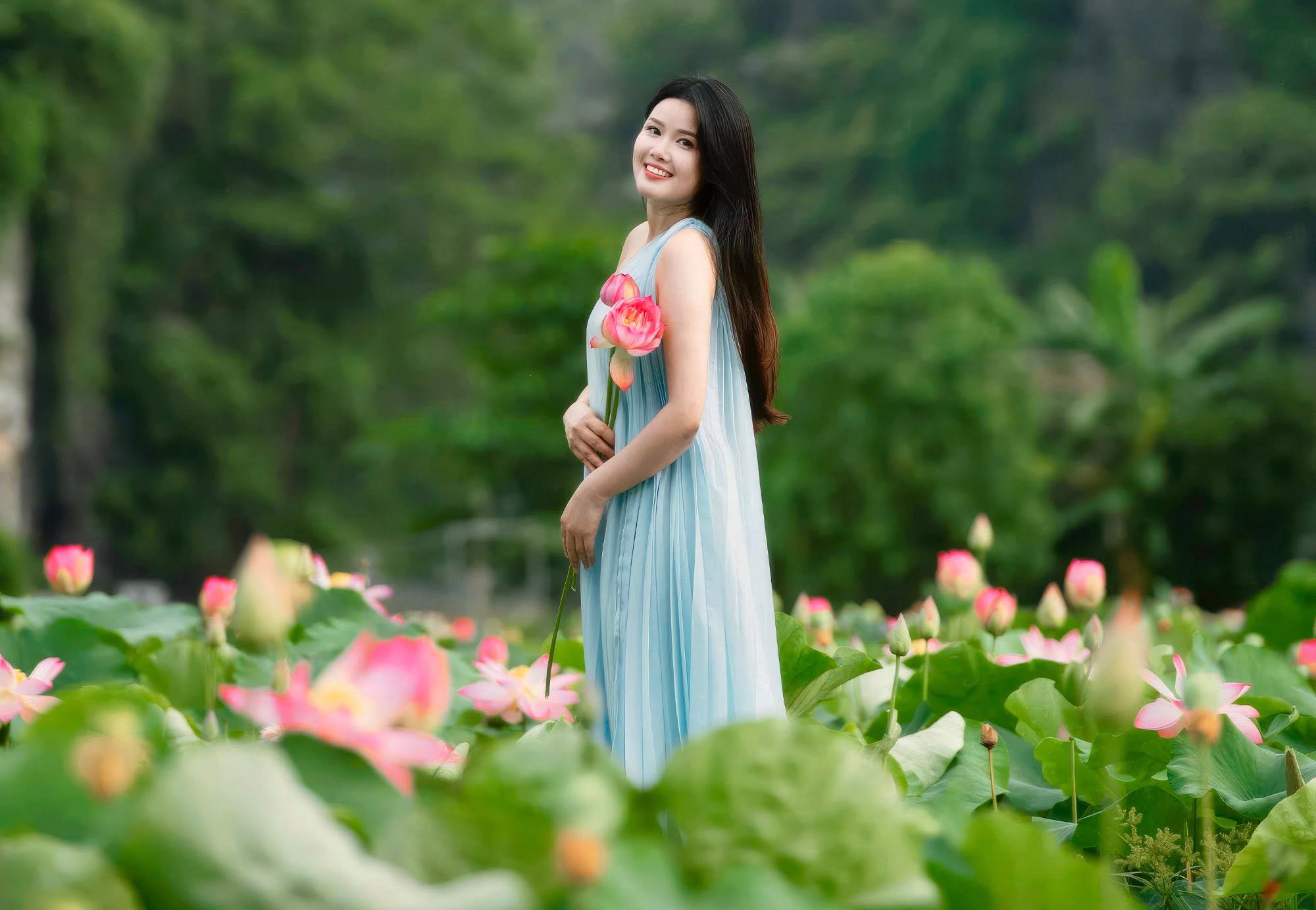 Đầm sen khổng lồ dưới chân núi Ngọa Long vào mùa đẹp nhất - 1