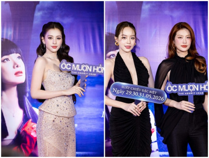 “Ốc mượn hồn” ra mắt hoành tráng, gần nửa showbiz Việt đội mưa đến ủng hộ Tiểu Vy - Quốc Trường