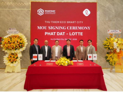Phát Đạt đã thanh toán 900 tỷ đồng đặt cọc theo MOU hợp tác với Lotte tại dự án Thủ Thiêm Eco Smart City