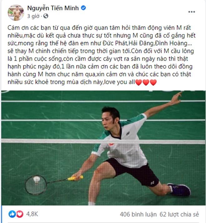 Tiến Minh viết tâm thư về Olympic, kể tên các “truyền nhân” cầu lông Việt Nam - 1