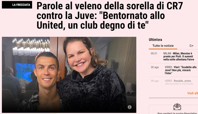 Báo Italia phẫn nộ vì chị gái Ronaldo, cảnh báo MU chung cảnh ngộ Juventus - 1