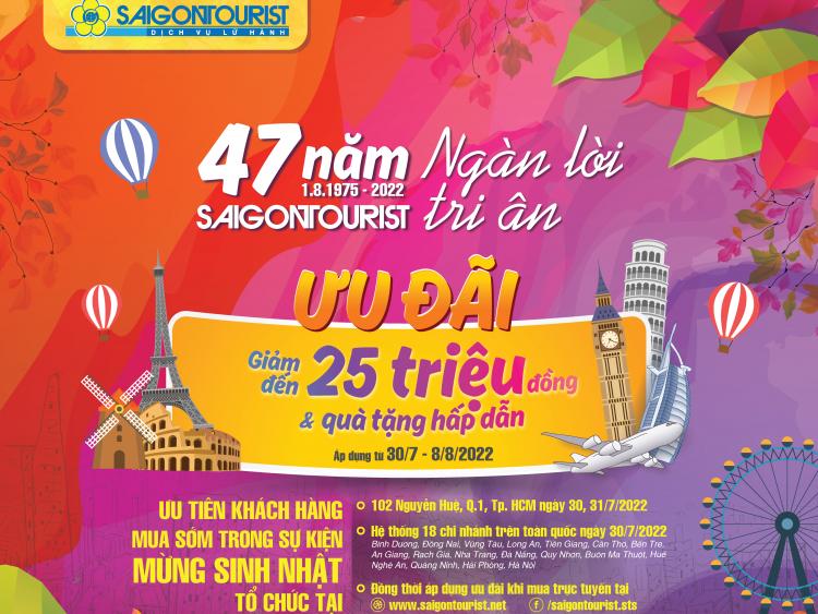 Lữ hành Saigontourist tung ra hơn 170 sản phẩm ưu đãi nhân kỷ niệm 47 năm thành lập