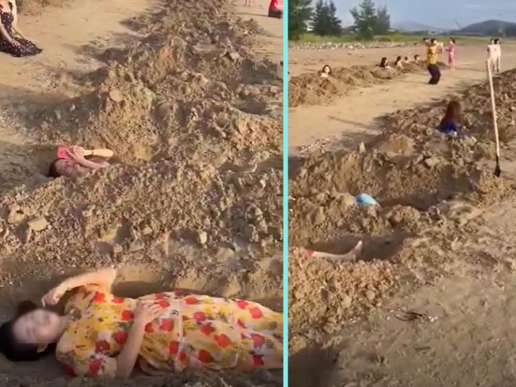 Tranh cãi nảy lửa vụ du khách “đào huyệt“ trên bãi biển ở Nghệ An