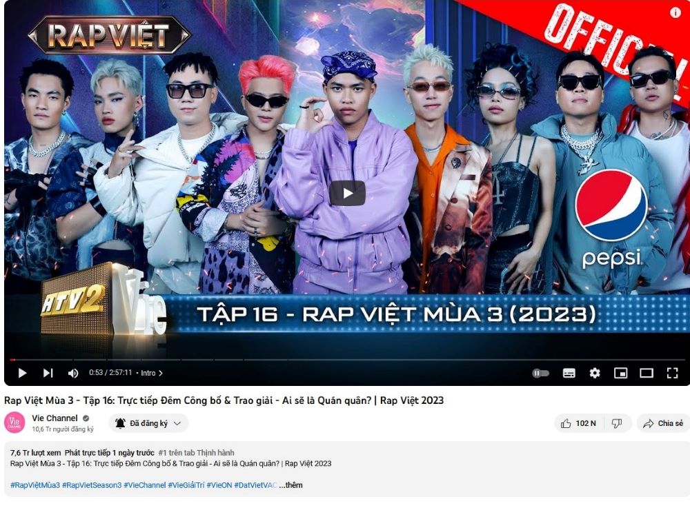 Rap Việt Mùa 3 thu hút hơn 10 tỷ lượt xem, xứng danh Chương trình Âm nhạc được yêu thích nhất - 3