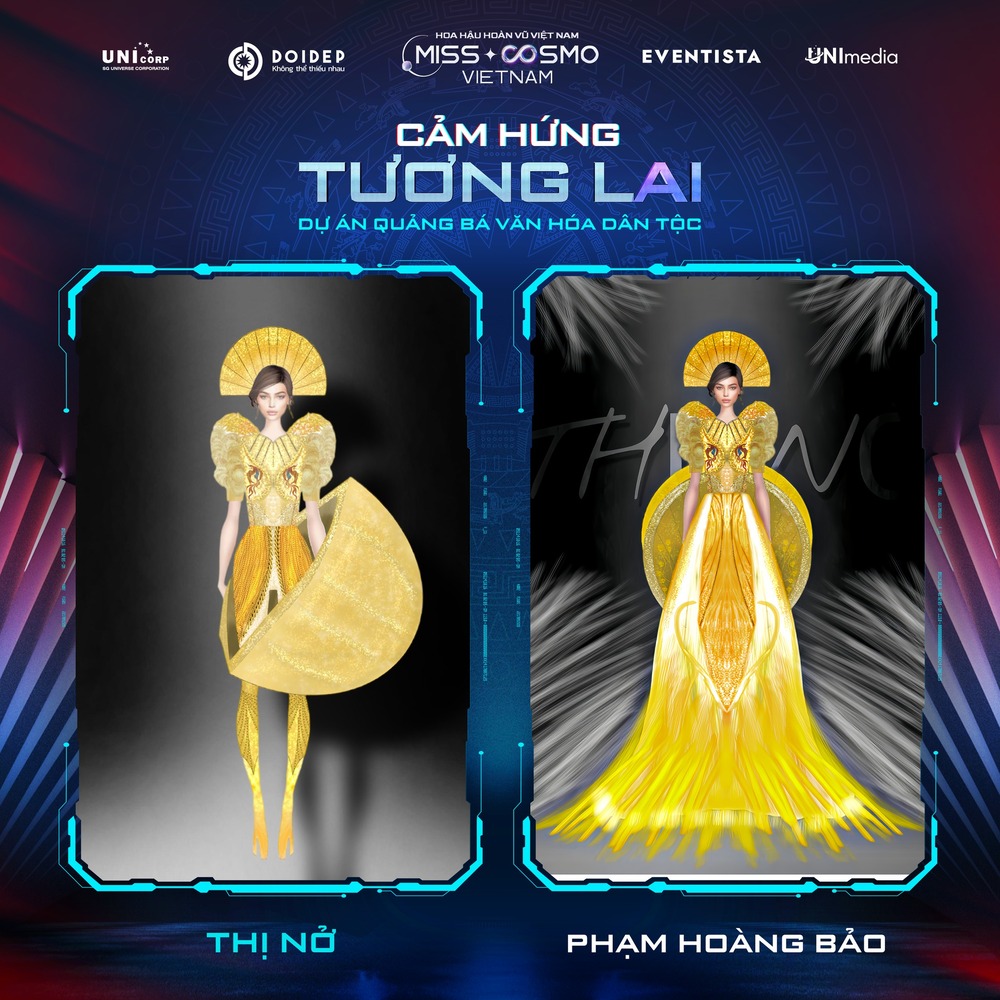 Thiết kế trang phục dân tộc của Miss Cosmo Vietnam 2023: Văn hóa Việt sống động dưới lăng kính thời trang - 14