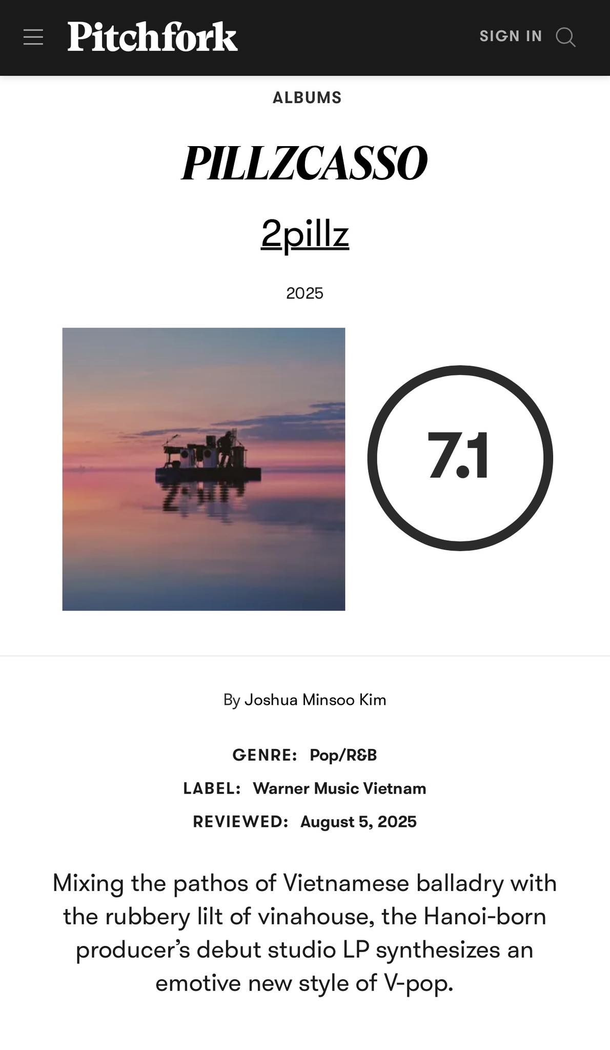 Chuyên gia Pitchfork dành lời khen cho album của 2pillz: “Tuyên ngôn âm nhạc mạnh mẽ nhất của Vpop năm nay” - 1