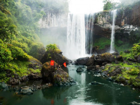  - Kỳ lạ dòng thác khổng lồ giữa rừng che chở cho hàng ngàn con chim én